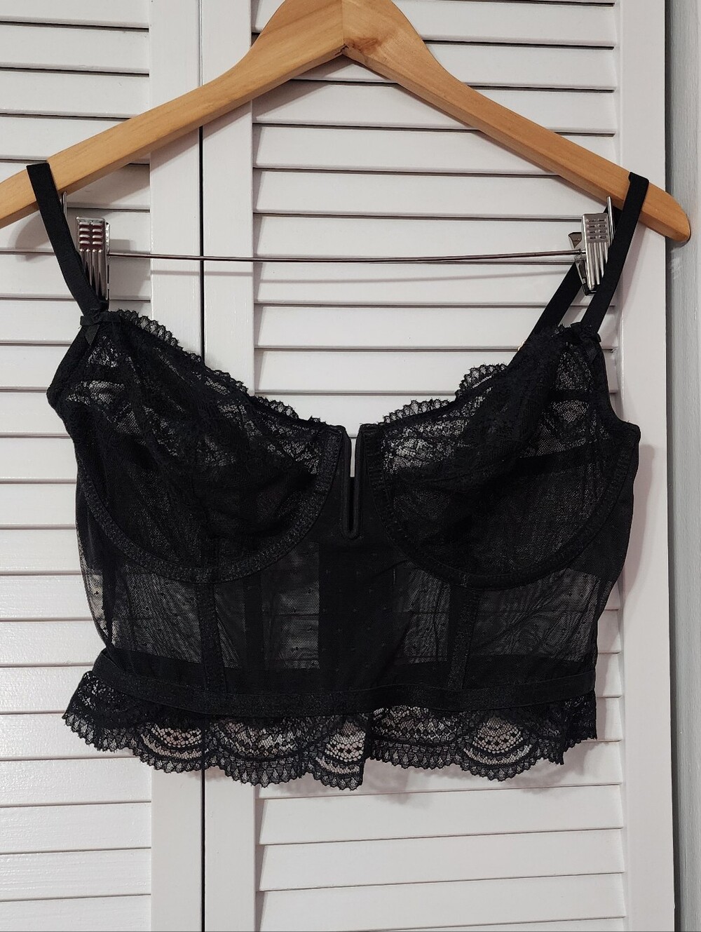 Black Lace Bustier Crop Top - Women's Intimates - Picture 2 of 8